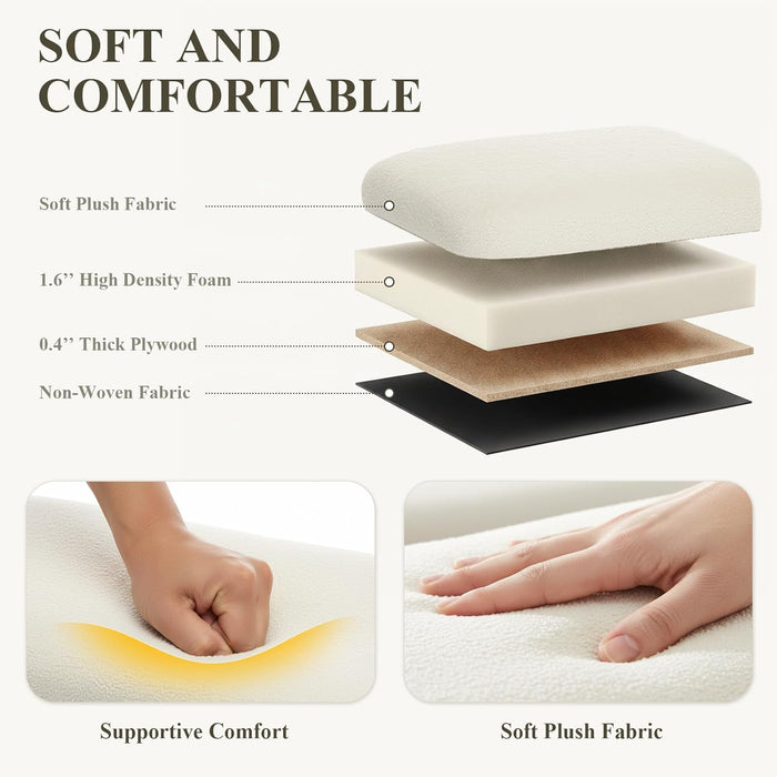 Ottoman with Storage, Storage Ottoman Bench, Entryway Bench with Wood Legs for Living Room, Sitting Area,Cream