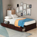 Cherry Twin Size Platform Storage Bed with 3 Drawers Storage