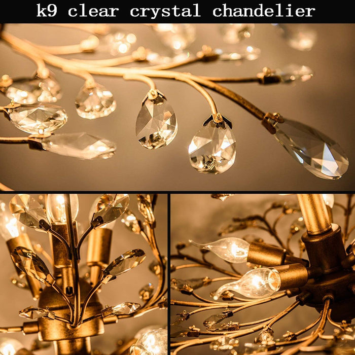 3-Light Crystal Chandeliers,Ceiling Lights,Crystal Pendant Lighting,Ceiling Light Fixtures for Living Room Dining Room Bedroom Restaurant Porch(Gold)