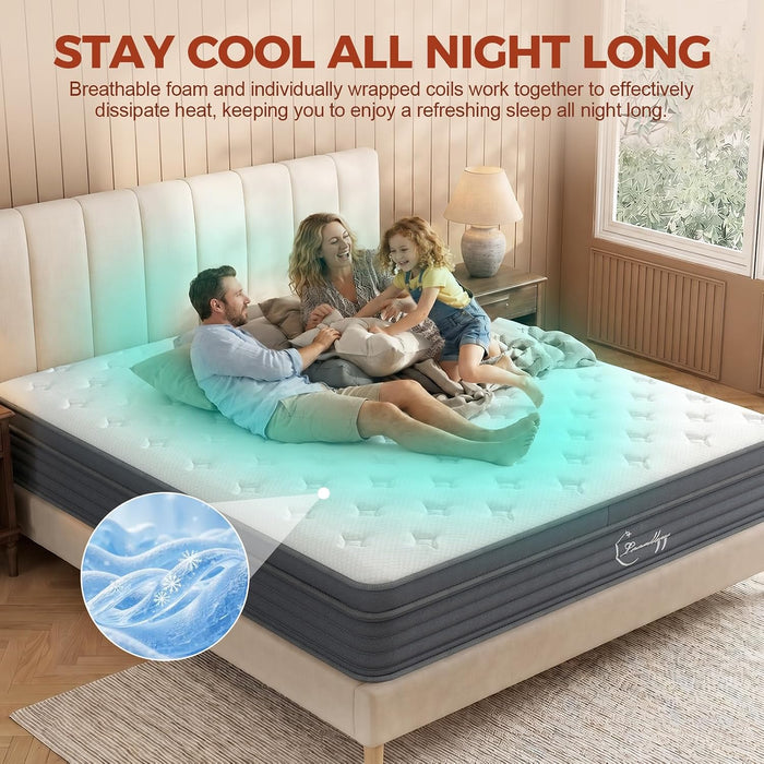 Queen Mattress, 12-Inch Hybrid, Medium Firm Euro Top