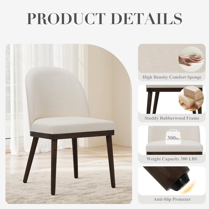 Upholstered Dining Chairs Set of 4, Wooden Kitchen Chairs with Open Back, Modern Dining Room Chairs with Wood Frame, Dinner Side Chairs for Dining Room Kitchen Restaurant, Beige