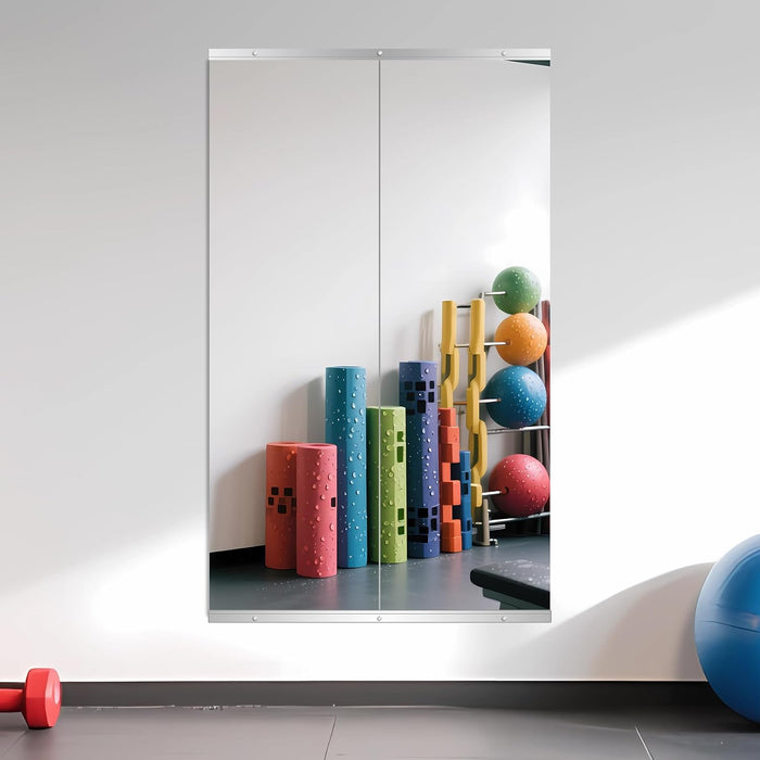Home Gym Mirror for Wall, 55" X 16" X 2PCS Frameless Full Length Mirror