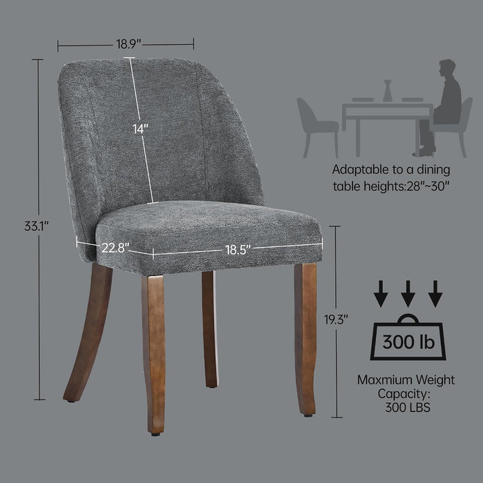 Dining Chairs Set of 4, Upholstered Wooden Kitchen Chairs, Grey