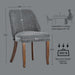 Dining Chairs Set of 4, Upholstered Wooden Kitchen Chairs, Grey