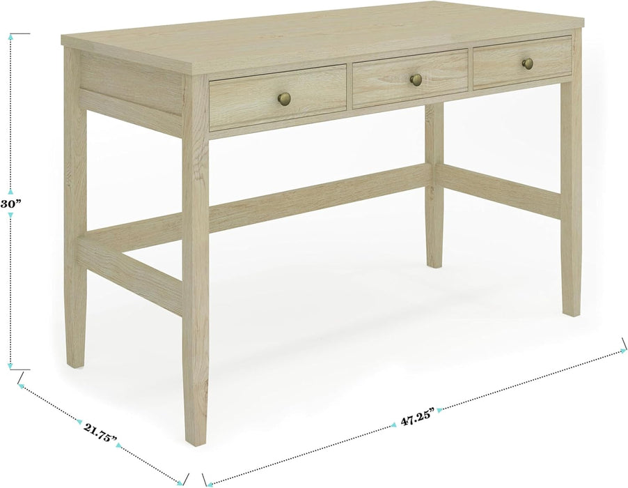 Rhett Home Office Desk with 3 Drawers and Tapered Legs in Black with Oil Rubbed Bronze Hardware