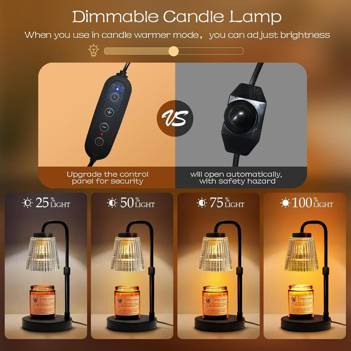 Adjustable Candle Warmer Lamp with Timer: Height Adjustable Birthday Gift for Women for Scented Jar Candles - Safe, Flameless Lighting and Fragrance Warmer for Home Office Decor