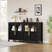 Sideboard Buffet Cabinet with 4 Glass Doors, 55 in Buffet Table Coffee Bar Wine Bar Display Cabinet for Kitchen Dining Room, Living Room (Glass with 4 Doors, Dark)