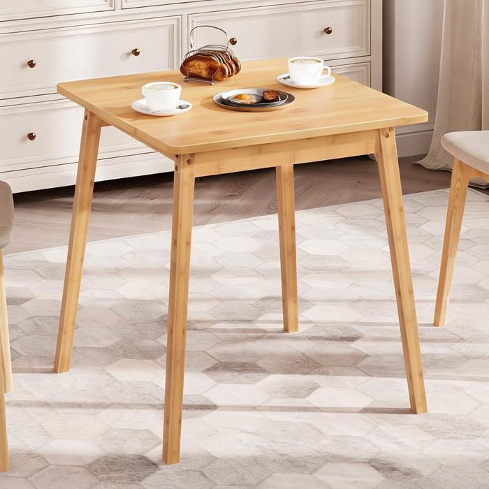 Natural Bamboo Square Dining Table EasyToAssemble TwoSeater