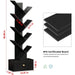 8 Tier Tree Bookshelf with Drawer, Free Standing Wood Bookcase for Living Room, Bedroom, Home Office, Space Saving Storage Organizer Bookshelves for Books, Cds, Vinyl Records- Black