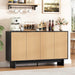 Natural Fluted Cabinet With Adjustable Shelves Storage