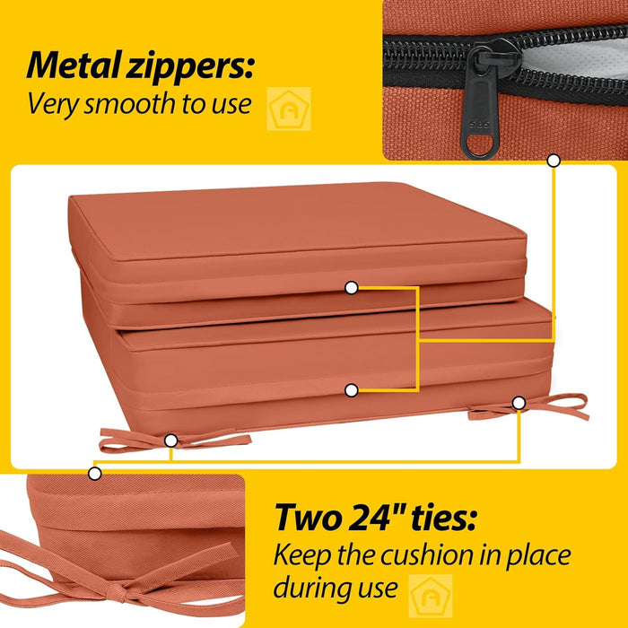 Outdoor Deep Seat Cushions, Foam Pillow, Waterproof, Fade-Resistant Patio Furniture Replacement Cushions, 24" X 24" X 5", Set of 4, Rust