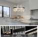 Black Led Modern Crystal Chandelier: 19.7" round Contemporary 3 Color Dimmable Dining Room Light Fixture over Table - Adjustable Lighting Chandeliers for Bedroom Living Kitchen Island Entryway Foyer
