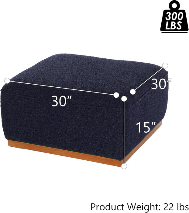 Square Ottoman Coffee Table 30" Premium Fabric Upholstered Coffee Table with High Density Foam and Solid Wood Frame, Stylish and Practical Living Room Furniture, Dark Blue