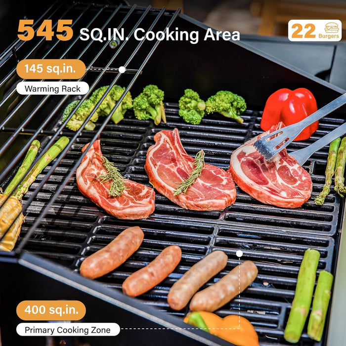 4-Burner Propane Gas BBQ Grill with Side Burner and Porcelain-Enameled Cast Iron Grates, Stainless Steel Barbecue Grills Outdoor Cooking, Silver Cabinet Style, 42,000BTU