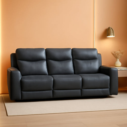 Signature Design by Ashley Mindanao Contemporary Leather Match Upholstered Power Reclining Sofa with Adjustable Headrest and USB Ports, Gray