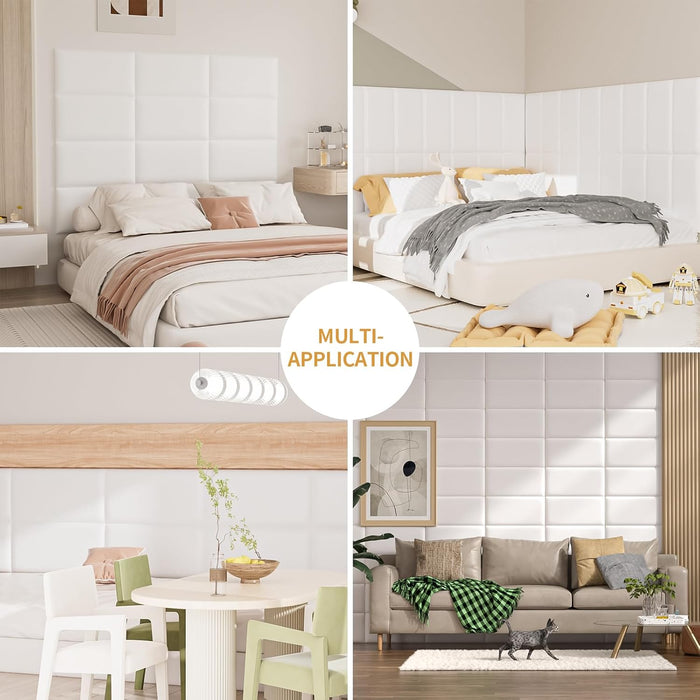 Headboards Wall Panel for Full, Queen and King - Self-Adhesive 3D Upholstered Panel for Bedroom/Living Room (12 Pieces 9.84 in X 23.6 In)