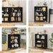 Small Black Bookshelf, 3 Tier Short Book Shelf, Farmhouse Bookcase Storage Organizer, Wooden Book Cases for Small Space, Office, Bedroom, Living Room, Apartment (Black Oak)