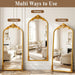 71"X32" Vintage Gold Arched Full Length Mirror with Carved