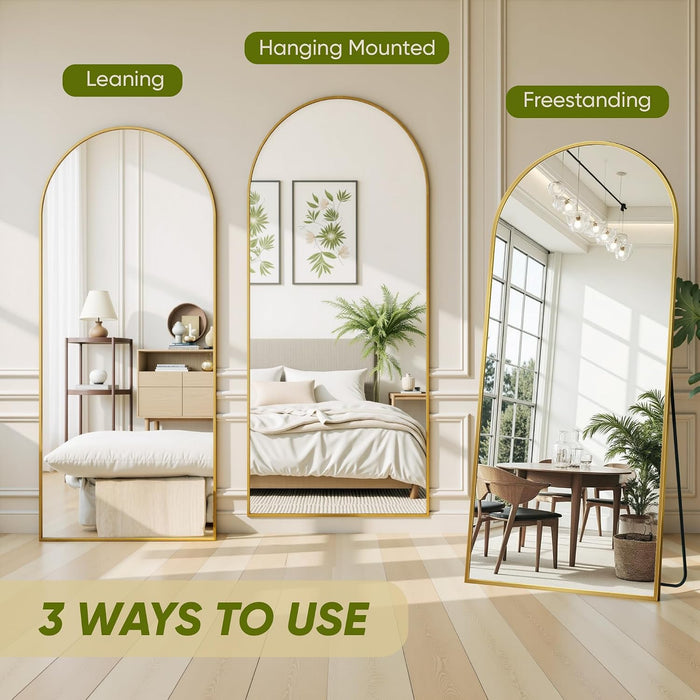 Floor Mirror, 77"X38" Oversized Full Length Mirror with Stand, Gold