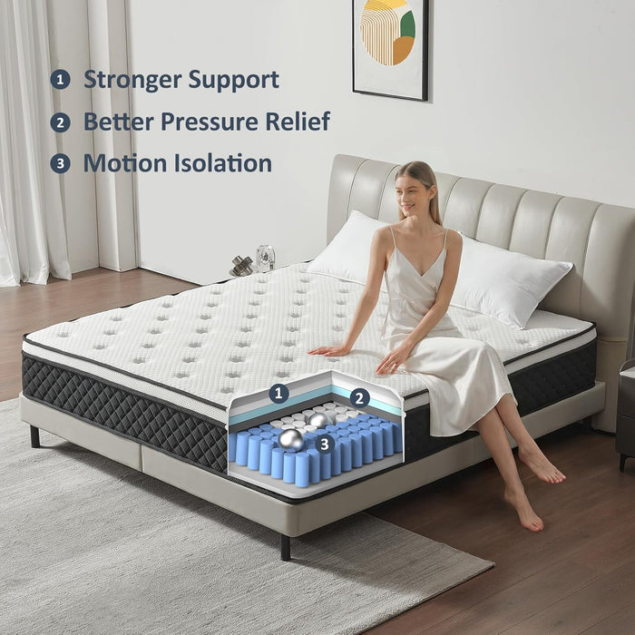 Queen Mattress, 12 Inch Queen Size Mattress in a Box, Pocket Spring