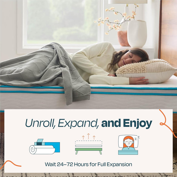 8 Inch Memory Foam and Spring Hybrid Mattress - Medium Firm Feel - Bed in a Box - Quality Comfort and Adaptive Support - Breathable - Cooling - Guest and Kids Bedroom - Queen Size