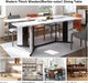 71In Large Rectangular White Dining Table for 4 5 6 7 People W/35In Marble-Color Wood Watrproof Tabletop,Adjustable Leg.6Ft Luxurious Family Dinner Table for Home Kitchen Living Room