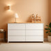 White FortySevenInch SixDrawerStorage DresserWoodTop