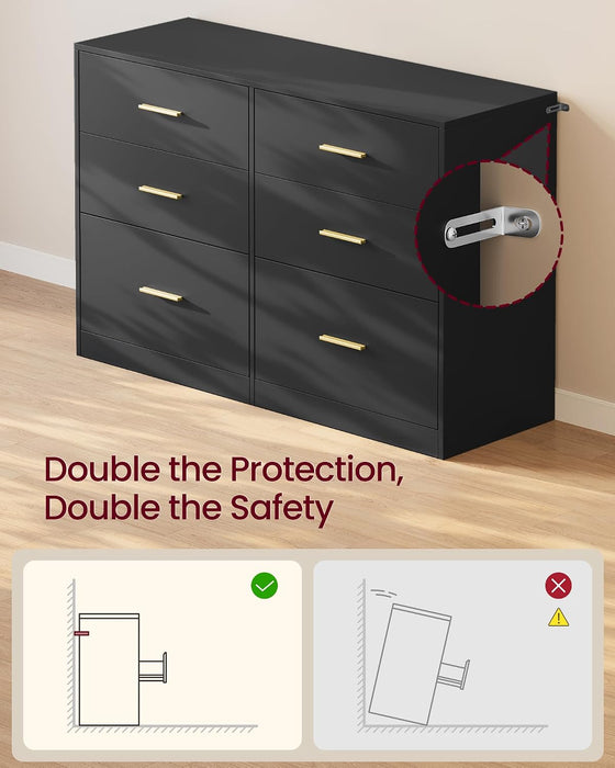 6-Drawer Dresser, Chest of Drawers, 46.9 X 15.8 X 30.7 Inches