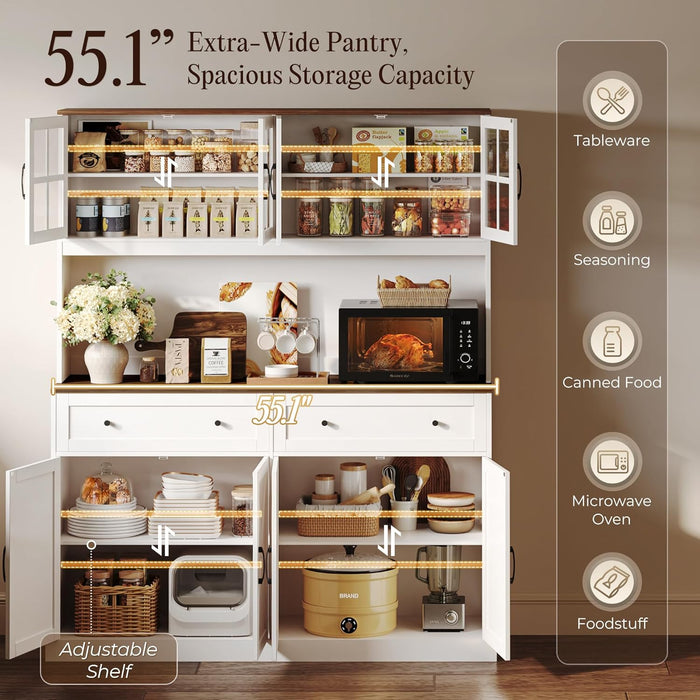 White 71 Inch Pantry Cabinet With IntegratedCharging