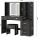 Black Makeup Vanity Desk With IlluminatedMirrorLED
