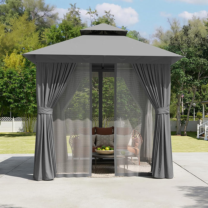 8x8Ft Durable Outdoor Gazebo With Mosquito Netting