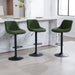 Faux Leather Adjustable Bar Stools Set of 3, Modern Swivel Barstools with Back, Black Metal Base and Footrest, Upholstered Armless Bar Chairs for Kitchen Island/Dining/Pub, Green