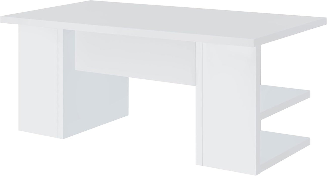 Alice 71" Modern Home Office Desk with Storage, 4 - Shelf Contemporary Engineered Wood Computer Desk, White - ShipItFurniture