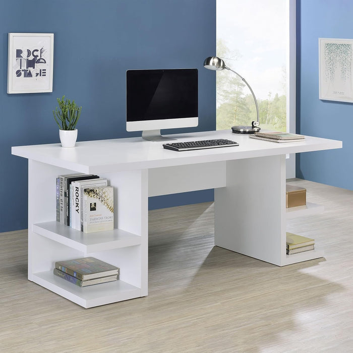 Alice 71" Modern Home Office Desk with Storage, 4 - Shelf Contemporary Engineered Wood Computer Desk, White - ShipItFurniture