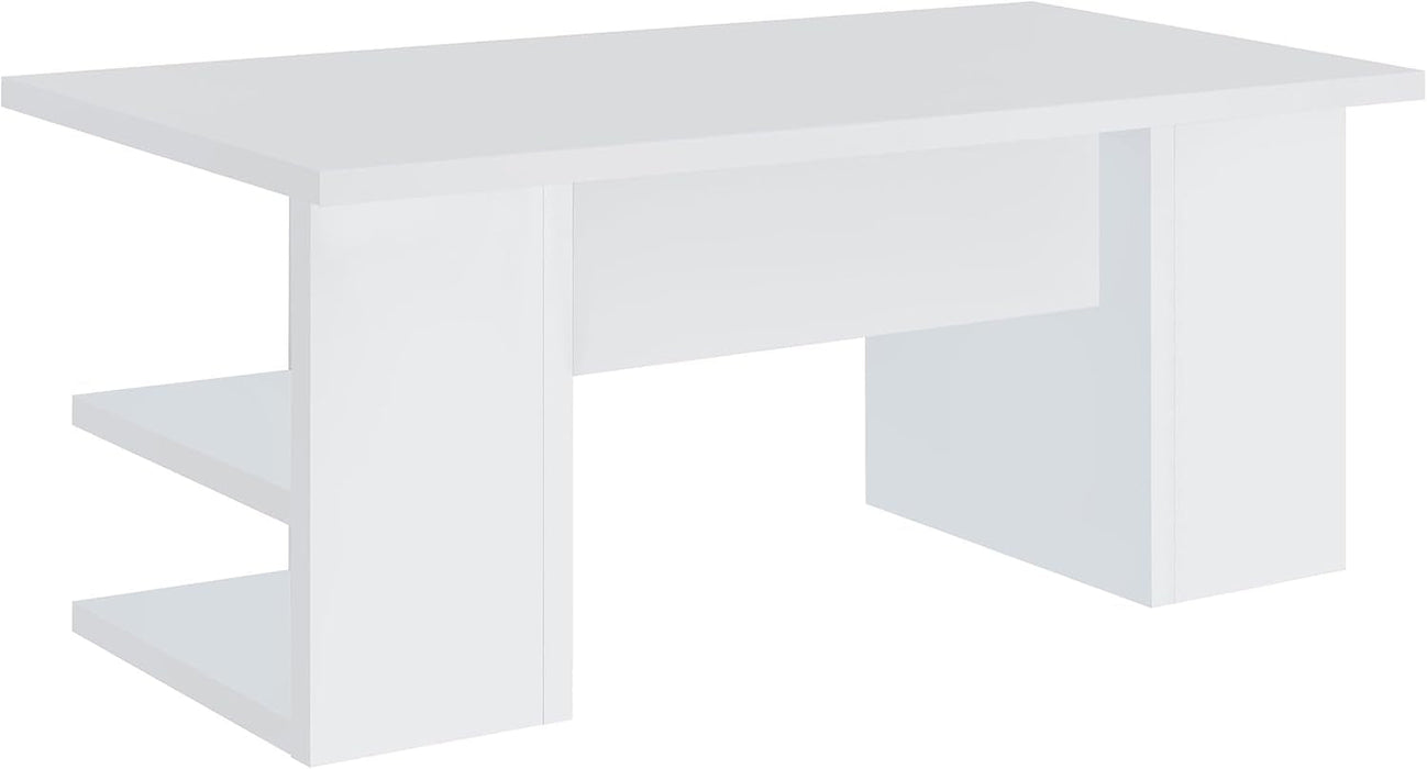 Alice 71" Modern Home Office Desk with Storage, 4 - Shelf Contemporary Engineered Wood Computer Desk, White - ShipItFurniture