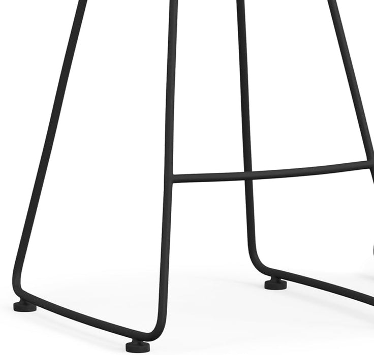 Amberly Rustic Metal 24 Inch Saddle Counter Height Stool (Set of 2) in Natural/Black, for the Dining Room and Kitchen - ShipItFurniture