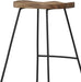 Amberly Rustic Metal 24 Inch Saddle Counter Height Stool (Set of 2) in Natural/Black, for the Dining Room and Kitchen - ShipItFurniture