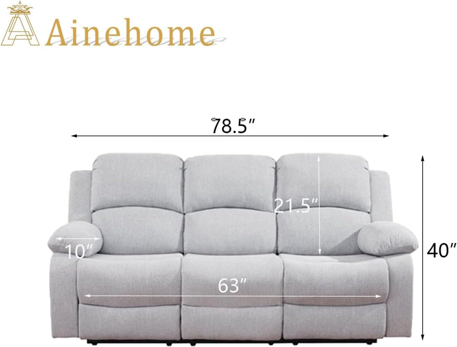 Living Room Furniture Set Leather Recliner Sofa Set Loveseat Chair Furniture Sofa Set for Living Room/Small Space/Rv/House/Office/Theater Seating (B-Grey White Microfiber, Sofa(3Seater))