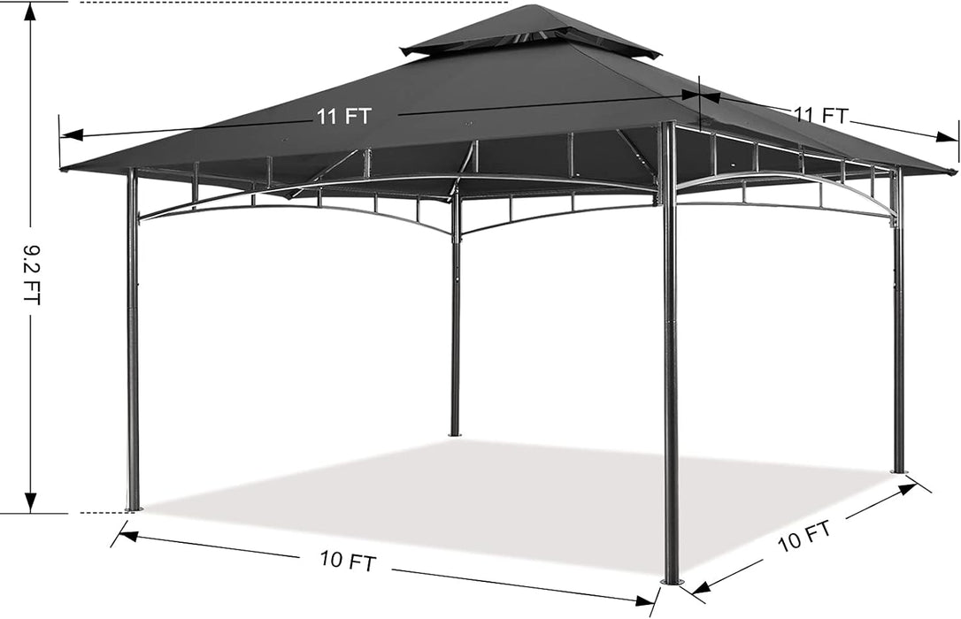 Outdoor Garden Gazebo for Patios with Stable Steel Frame(11X11, Dark Gray)