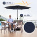 9FT Lyon Outdoor Patio Umbrella Outdoor Table Umbrella with Push Button Tilt and Crank Market Umbrella 8 Sturdy Ribs UV Protection Waterproof for Garden Deck Backyard Pool Dark Blue