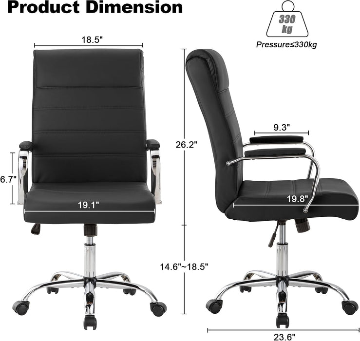 Office Desk Chair,Modern Leather Conference Room Chairs,High Back Ergonomic Home Ofiice Chair,Adjustable Height Swivel Executive Computer Chair with Armrest and Padded Seat,Black