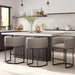 Counter Height Bar Stools Set of 2, 24 Inch Seat Height Barstools for Dining Room, Fabric Upholstered Bar Chair for Kitchen Island, Linen Counter Stools with Metal Legs, Sand