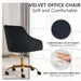 Velvet Office Swivel Chair, Vanity Chair, Fabric Desk Chair, Pretty Fancy Chair, Gold Office Chair for Girls, 360°Swivel Height Adjustable Reception Chair (Black)
