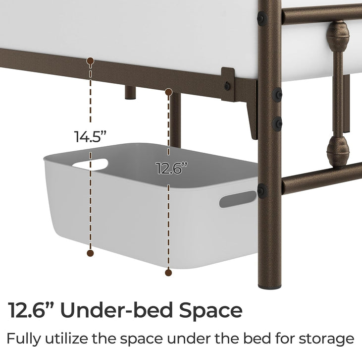 Queen Metal Platform Bed Frame, Victorian Headboard & Footboard