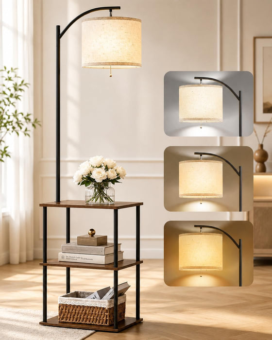 Floor Lamp with Table, Side Table for Living Room, 3 CCT 9W LED Bulb