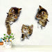 3D Cats Wall Sticker Hole View Bathroom Living Room Decoration Home Decor Animal Vinyl Decals Art Poster Cute Toilet Stickers