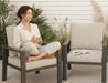 Outdoor Sofa Chair Aluminum Patio Couch Set of 2 All-Weather Patio Sofa Armchair Furniture Set Chairs with Beige Cushions