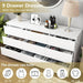 White 9 Drawer Dresser for Bedroom,Modern Deep Drawer Dresser with No-Handle Design,Wide Storage Chest of Drawers,Wood Bedroom Storage Organizer Furniture for Closet,Hallway