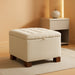 24" Fabric Square Storage Ottoman with Wooden Tray, Modern Tufted Button Footstool Coffee Table, Upholstered Small Ottoman for Living Room, Bedroom, Khaki