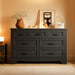 Seven Drawer Dresser Contemporary Walnut Wood Finish